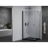 Mexen Pretoria cabină de duș cu ușă batantă 80 x 100 cm, transparentă, neagră + cadă de duș Flat, neagră - 852-080-100-70-00-40?