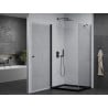 Mexen Pretoria cabină de duș cu ușă batantă 80 x 100 cm, transparentă, neagră + cadă de duș Flat, neagră - 852-080-100-70-00-40?