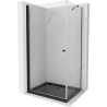 Mexen Pretoria cabină de duș pivotantă 80 x 110 cm, transparentă, neagră + cadă de duș Flat, neagră - 852-080-110-70-00-4070B