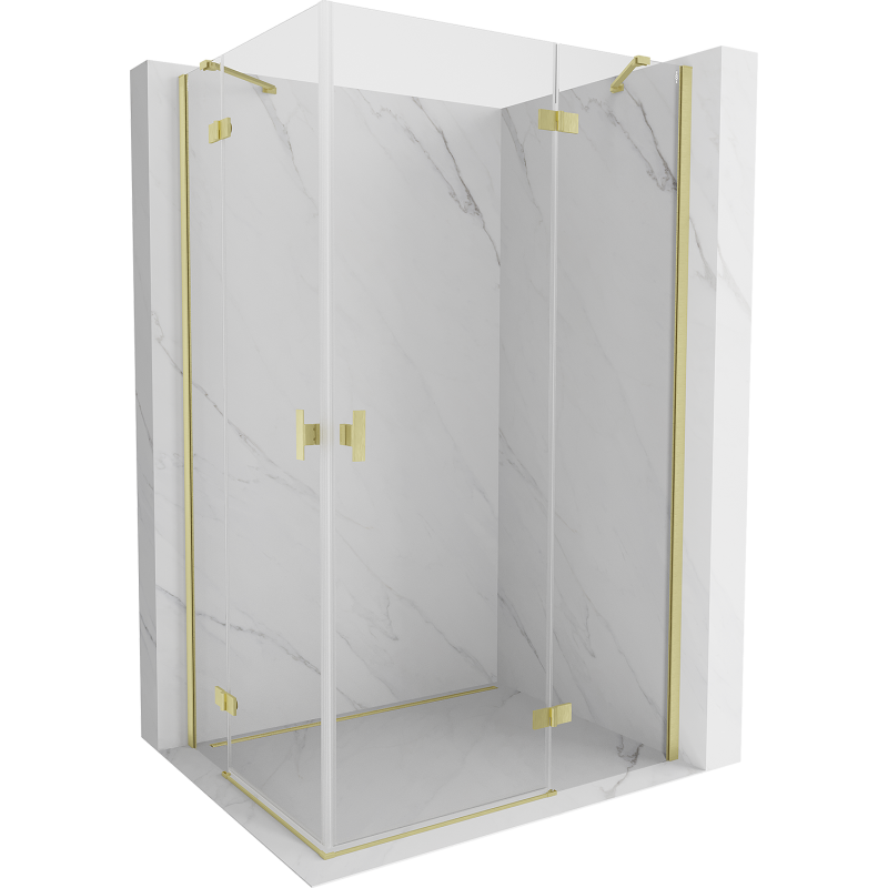 Cabină de duș Mexen Mist H Duo pivotantă 85 x 100 cm, transparentă, aurie periată - 8A5-085L-100P-55-00