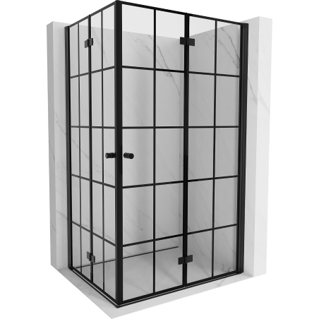 Mexen Mist-F Duo harmonika zuhanykabin 70 x 90 cm, fekete rács, fekete - 8A6-070L-090P-70-77