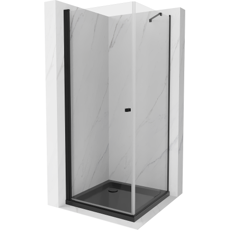 Mexen Pretoria cabină de duș cu deschidere batantă 80 x 80 cm, transparentă, neagră + cădiță Flat, neagră - 852-080-080-70-00-4?