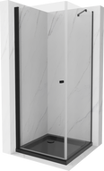 Mexen Pretoria cabină de duș pivotantă 80 x 80 cm, transparentă, neagră + cadă Flat, neagră - 852-080-080-70-00-4070B