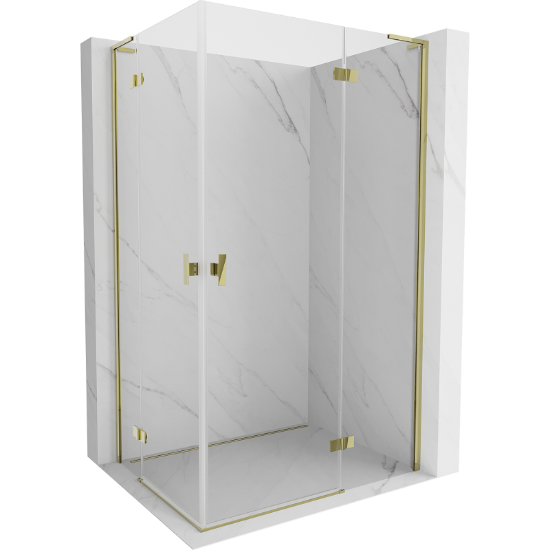 Cabină de duș Mexen Mist-H L Duo, de 70 x 75 cm, sticlă transparentă, aurie - 8A5L-070L-075P-50-00