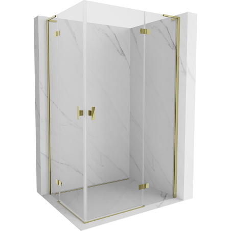 Cabină de duș Mexen Mist-H L Duo, de 70 x 75 cm, sticlă transparentă, aurie - 8A5L-070L-075P-50-00