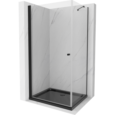 Mexen Pretoria cabină de duș cu ușă rabatabilă 90 x 70 cm, transparentă, neagră + cadă Flat, neagră - 852-090-070-70-00-4070B