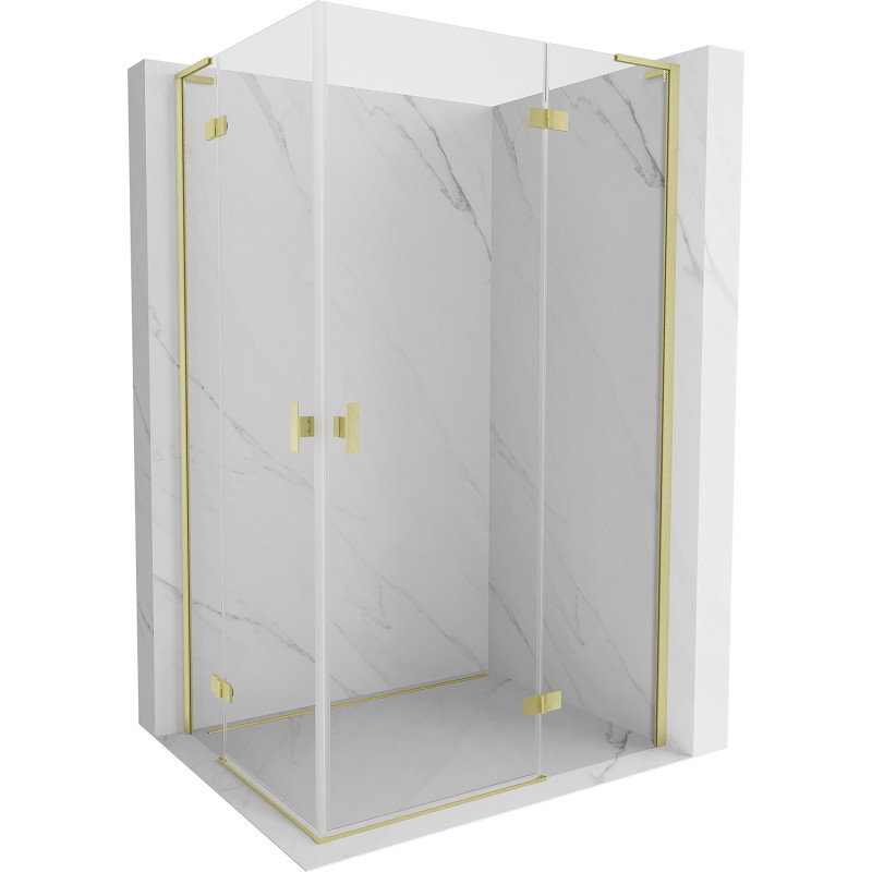Mexen Mist-H L Duo cabină de duș batantă dreaptă 70 x 95 cm, transparentă, aurie periată - 8A5L-070L-095P-55-00