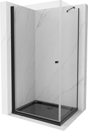 Mexen Pretoria cabină de duș batantă 90 x 80 cm, transparent, negru + cădiță Flat, negru - 852-090-080-70-00-4070B