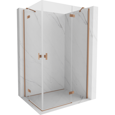 Mexen Mist H Duo 85 x 95 cm-es nyíló zuhanykabin, átlátszó, ecsetelt réz - 8A5-085L-095P-65-00