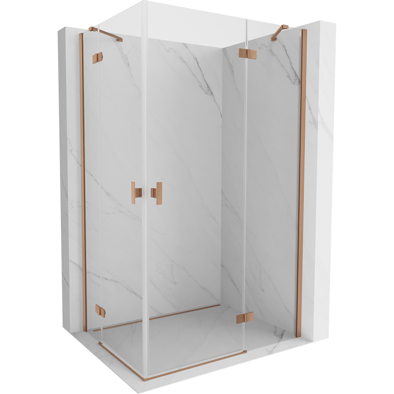 Mexen Mist H Duo cabină de duș pivotantă 90 x 95 cm, transparentă, cupru periat - 8A5-090L-095P-65-00