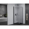 Mexen Pretoria cabină de duș pivotantă 100 x 100 cm, transparentă, neagră + cadă Flat, neagră - 852-100-100-70-00-4070B