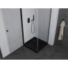 Mexen Pretoria cabină de duș pivotantă 100 x 100 cm, transparentă, neagră + cadă Flat, neagră - 852-100-100-70-00-4070B