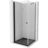 Mexen Pretoria cabina de duș pivotantă 100 x 100 cm, transparentă, neagră + cadă de duș Flat, neagră