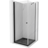 Mexen Pretoria cabină de duș pivotantă 100 x 100 cm, transparentă, neagră + cadă Flat, neagră - 852-100-100-70-00-4070B
