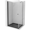 Cabină de duș Mexen Pretoria cu uși pivotante 100 x 110 cm, transparent, negru + cadă Flat, neagră - 852-100-110-70-00-4070B