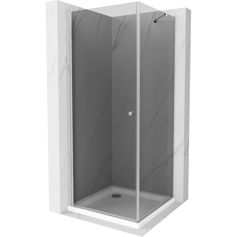 Mexen Pretoria cabina de duș pivotantă 70 x 70 cm, grafit, crom + cadă Flat - 852-070-070-01-40-4010