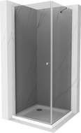 Mexen Pretoria cabină de duș cu balamale 70 x 70 cm, grafit, Crom + cadă pentru duș Flat - 852-070-070-01-40-4010