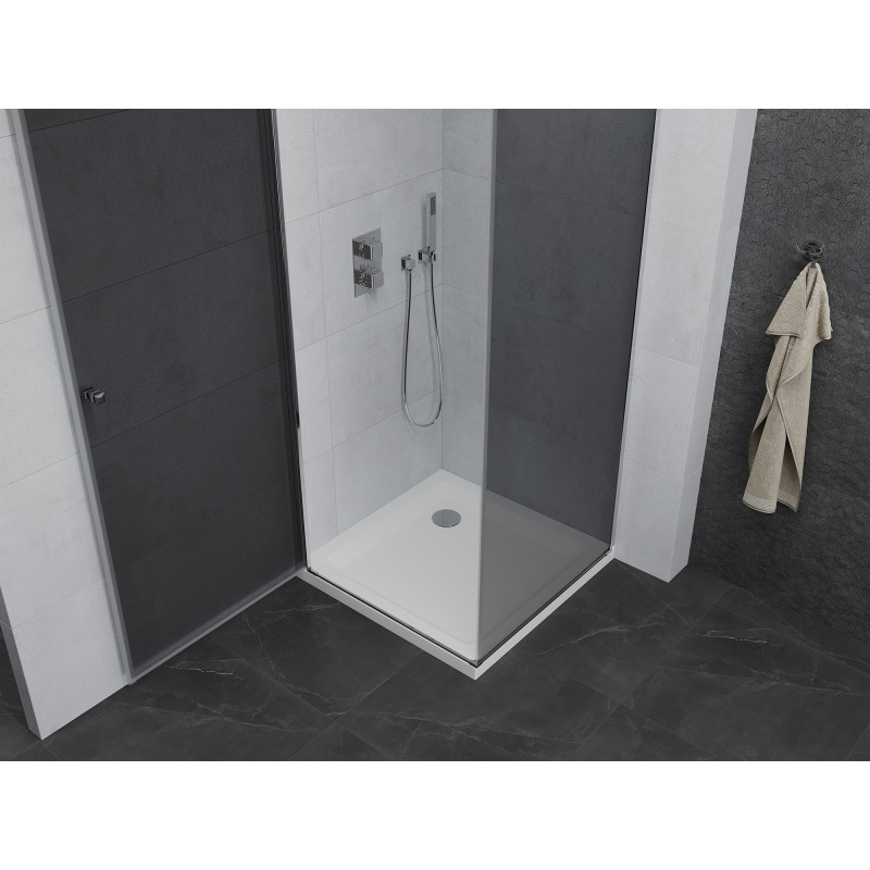Mexen Pretoria cabina de duș pivotantă 70 x 70 cm, grafit, crom + cadă Flat - 852-070-070-01-40-4010