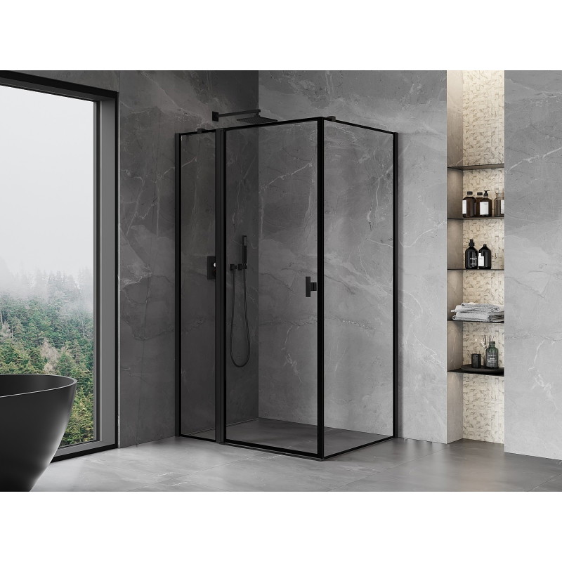Mexen Mist T 80 x 75 cm-es balra nyíló zuhanykabin, fekete keret, fekete - 8A4T-080-075-70-70-L