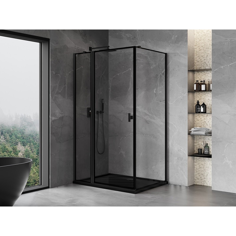 Mexen Mist T 80 x 75 cm-es balra nyíló zuhanykabin, fekete keret, fekete - 8A4T-080-075-70-70-L