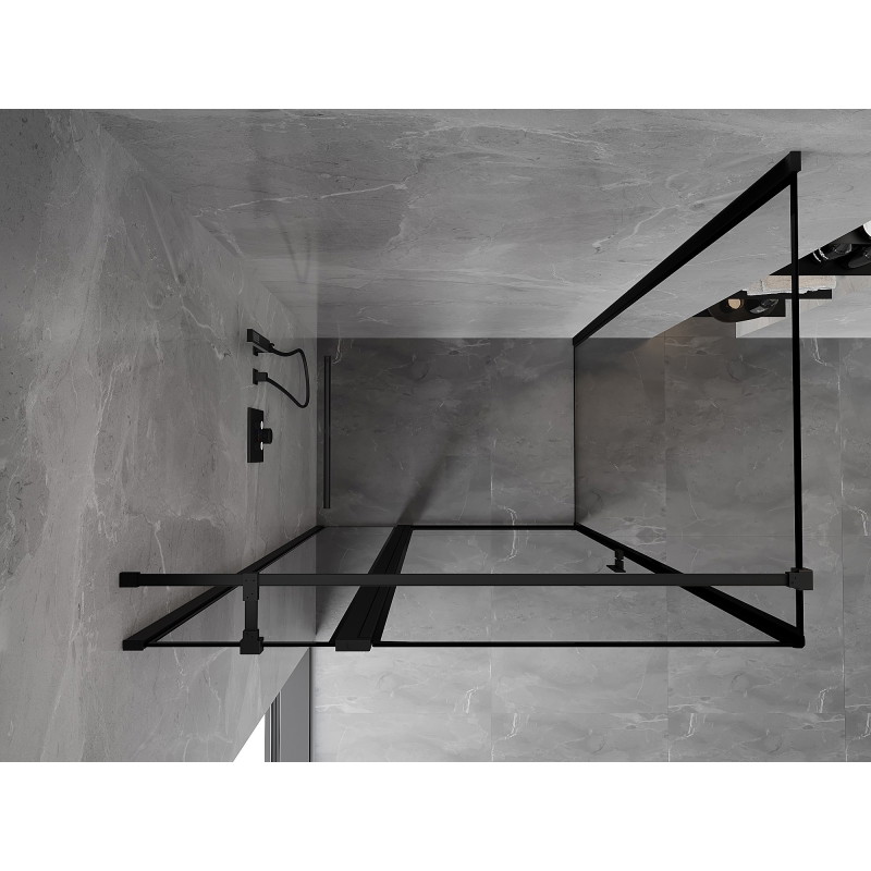 Mexen Mist T Cabina de duș batantă stânga 80 x 75 cm, ramă neagră, negru - 8A4T-080-075-70-70-L