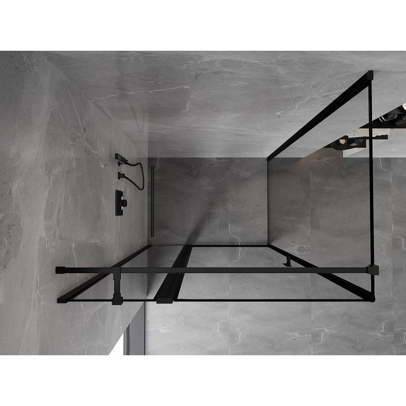 Mexen Mist T cabină de duș pivotantă stânga 70 x 85 cm, cadru negru, negru - 8A4T-070-085-70-70-L
