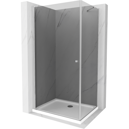 Mexen Pretoria cabină de duș cu balamale 70 x 120 cm, grafit, Crom + cadă pentru duș Flat - 852-070-120-01-40-4010