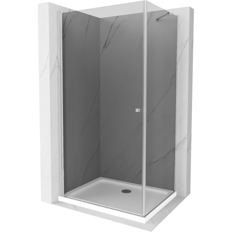 Mexen Pretoria cabină de duș cu deschidere 80 x 90 cm, grafit, crom + cadă Flat - 852-080-090-01-40-4010