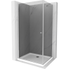 Mexen Pretoria cabină de duș cu deschidere 80 x 90 cm, grafit, crom + cadă Flat - 852-080-090-01-40-4010