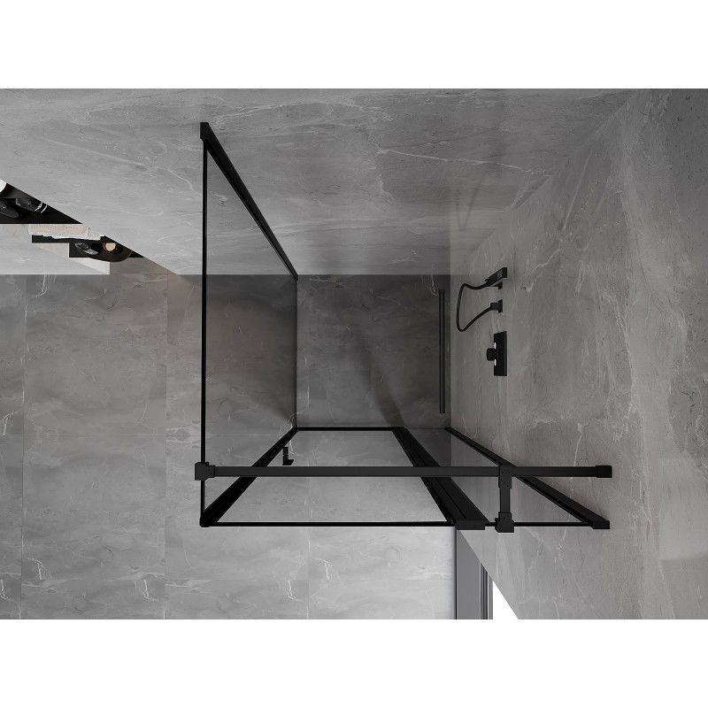 Mexen Mist T cabină de duș batantă dreapta 90 x 90 cm, ramă neagră, negru - 8A4T-090-090-70-70-P
