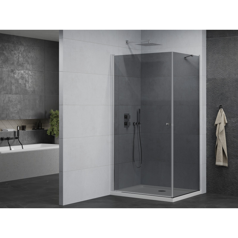 Mexen Pretoria cabina de duș cu uși batante 80 x 110 cm, grafit, crom + cadă de duș Flat - 852-080-110-01-40-4010