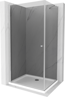 Mexen Pretoria cabină de duș cu balamale 80 x 120 cm, grafit, Crom + cadă pentru duș Flat - 852-080-120-01-40-4010
