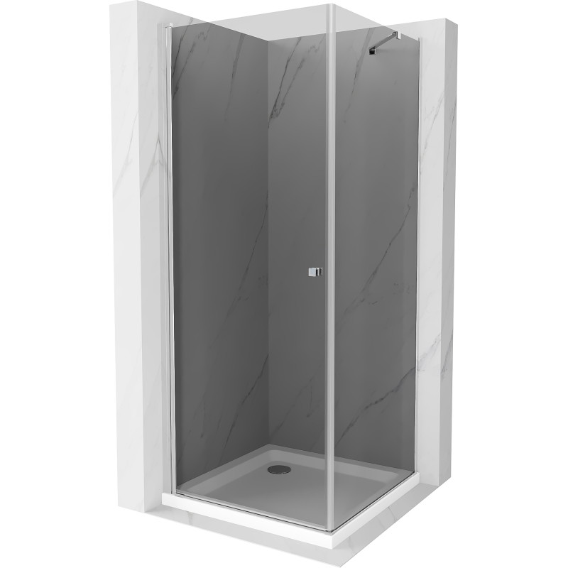 Mexen Pretoria cabina de duș pivotantă 80 x 80 cm, grafit, crom + cădiță Flat - 852-080-080-01-40-4010