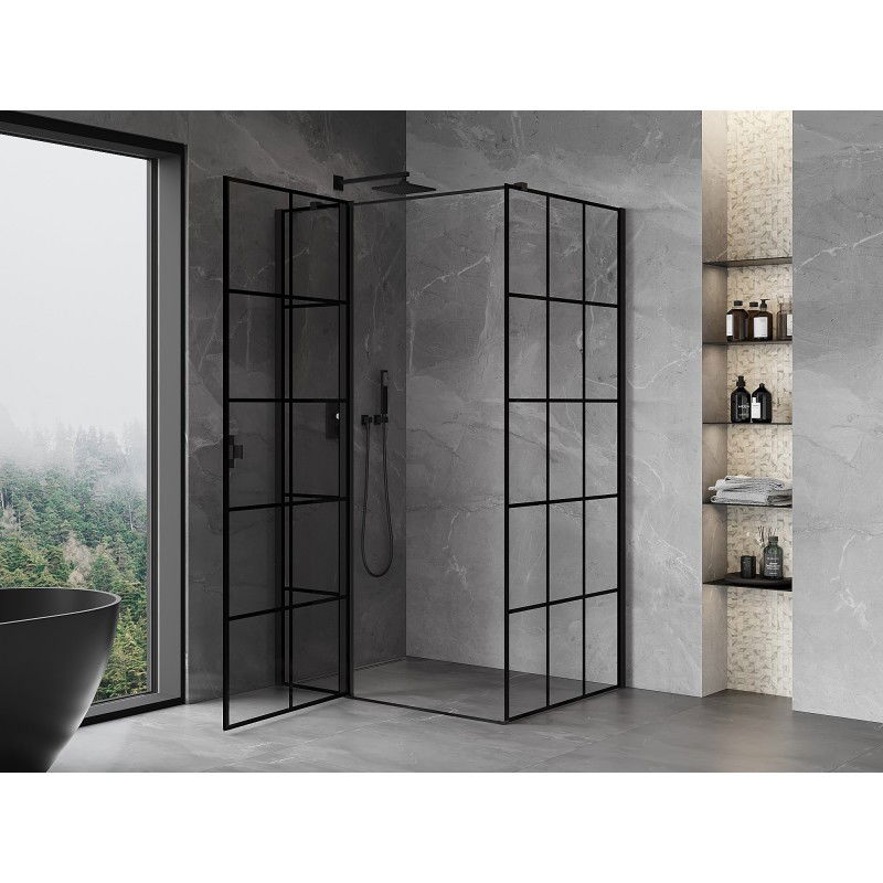 Mexen Mist T cabină de duș cu ușă pivotantă stânga 115 x 90 cm, grilaj negru, negru - 8A4T-115-090-70-77-L