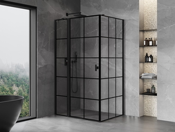 Mexen Mist T cabină de duș batantă stânga 120 x 90 cm, grilaj negru, negru - 8A4T-120-090-70-77-L