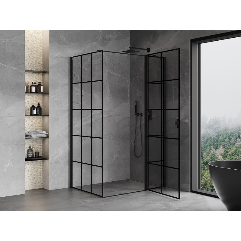 Mexen Mist T cabina de duș dreapta rabatabilă 115 x 75 cm, grilaj negru, neagră - 8A4T-115-075-70-77-P