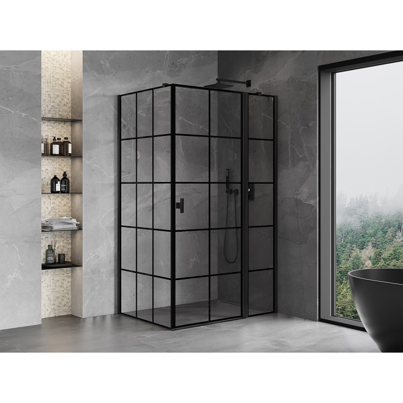 Mexen Mist T jobb nyíló zuhanykabin 115 x 75 cm, fekete rács, fekete - 8A4T-115-075-70-77-P