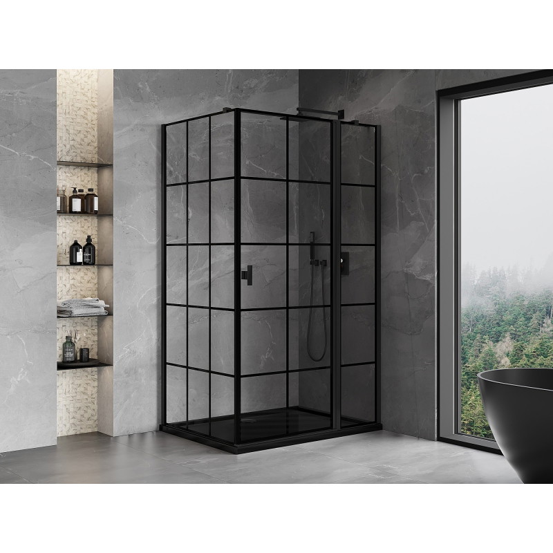 Mexen Mist T jobb nyíló zuhanykabin 115 x 75 cm, fekete rács, fekete - 8A4T-115-075-70-77-P