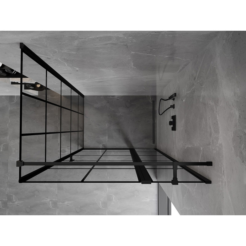 Mexen Mist T jobb nyíló zuhanykabin 115 x 75 cm, fekete rács, fekete - 8A4T-115-075-70-77-P