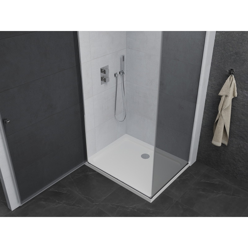 Mexen Pretoria 90 x 110 cm-es nyíló zuhanykabin, grafit, króm + Flat zuhanytálca - 852-090-110-01-40-4010