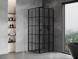Mexen Mist T zuhanykabin jobbos 90 x 90 cm, fekete rács, fekete - 8A4T-090-090-70-77-P