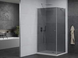 Mexen Pretoria cabină de duș cu balamale 90 x 120 cm, grafit, Crom + cadă pentru duș Flat - 852-090-120-01-40-4010
