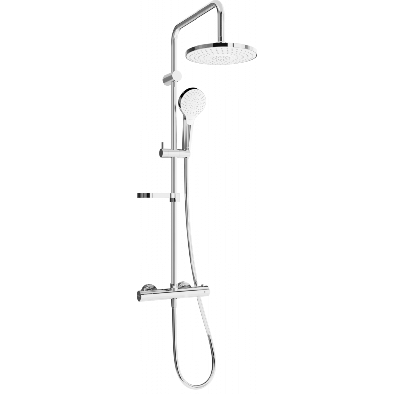 Mexen KX05 set de duș montat pe perete cu duș de ploaie și baterie termostatică, crom/alb - 771500591-00