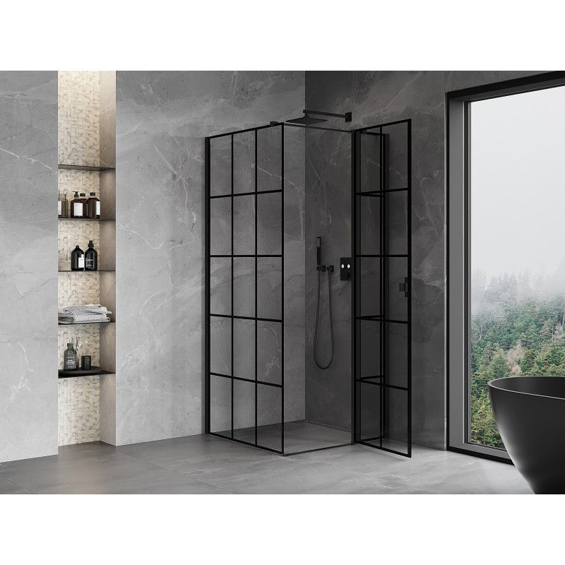 Mexen Mist T cabină de duș cu balamale dreapta 110 x 110 cm, grilaj negru, negru - 8A4T-110-110-70-77-P