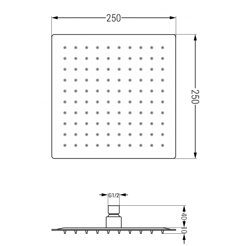 Mexen Slim zuhanyfej 25 x 25 cm, arany - 79125-50