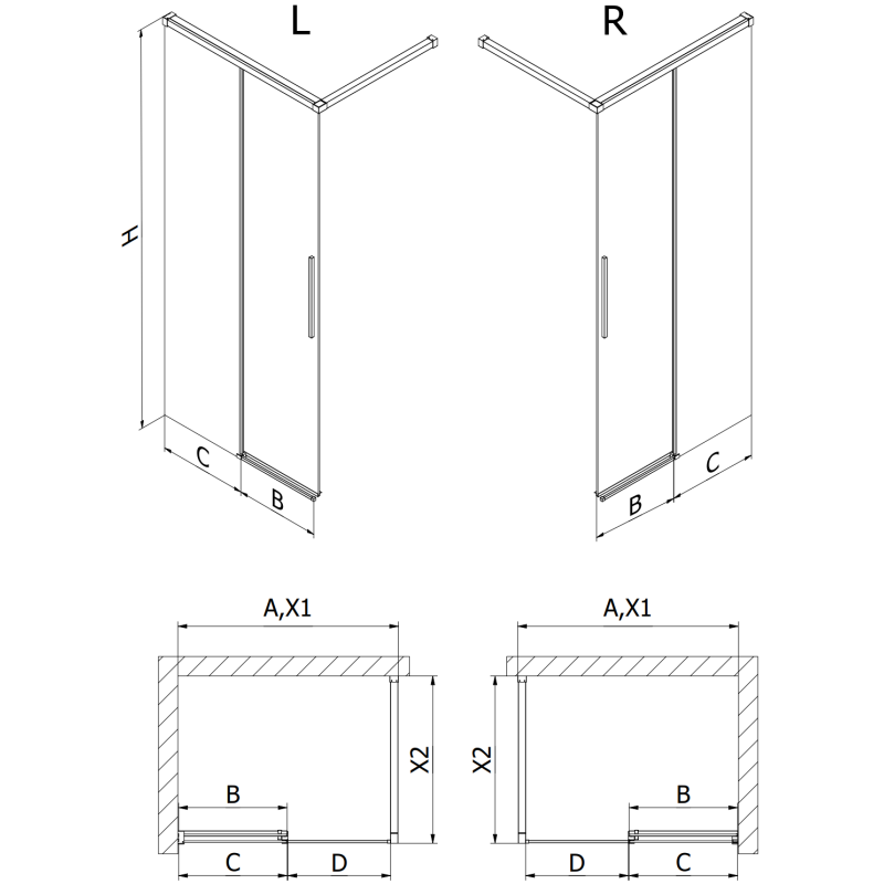 Mexen Rox Walk-in zuhanyfal 75 x 200 cm, átlátszó 8 mm, króm - 8C2-075-003-01-00