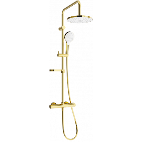 Mexen KX05 set de duș cu pară de tip ploaie și baterie termostatică, Auriu/Alb - 771500591-50