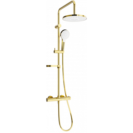 Mexen KX05 set de duș montat pe suprafață cu efect de ploaie și baterie termostatică, aur/alb - 771500591-50
