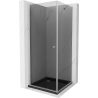 Mexen Pretoria nyílóajtós zuhanykabin 80 x 80 cm, Sötétszürke, Króm + zuhanytálca Flat, Fekete - 852-080-080-01-40-4070