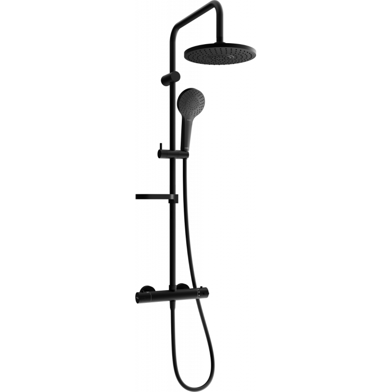 Mexen KX05 set de duș cu pară de tip ploaie și baterie termostatică, Neagră - 771500591-70